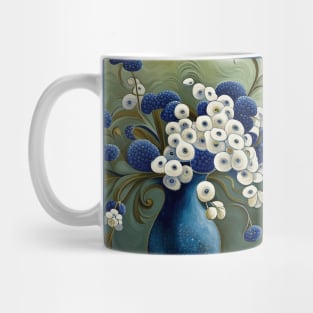 Cute Abstract Flowers in a Blue Vase Still Life Painting Mug